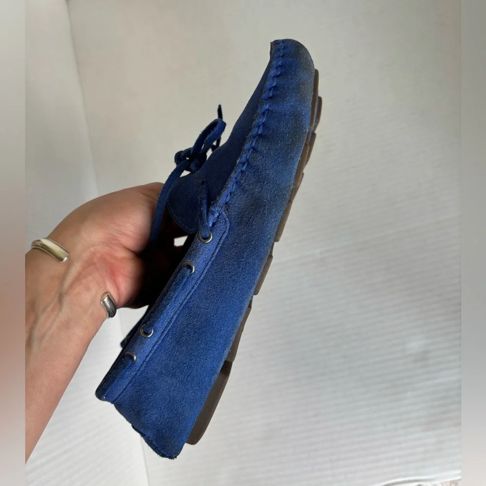 J. Crew Womens Driving Moccasins In Suede Brilliant Sapphire Loafers Size 8.5 - Picture 6 of 14